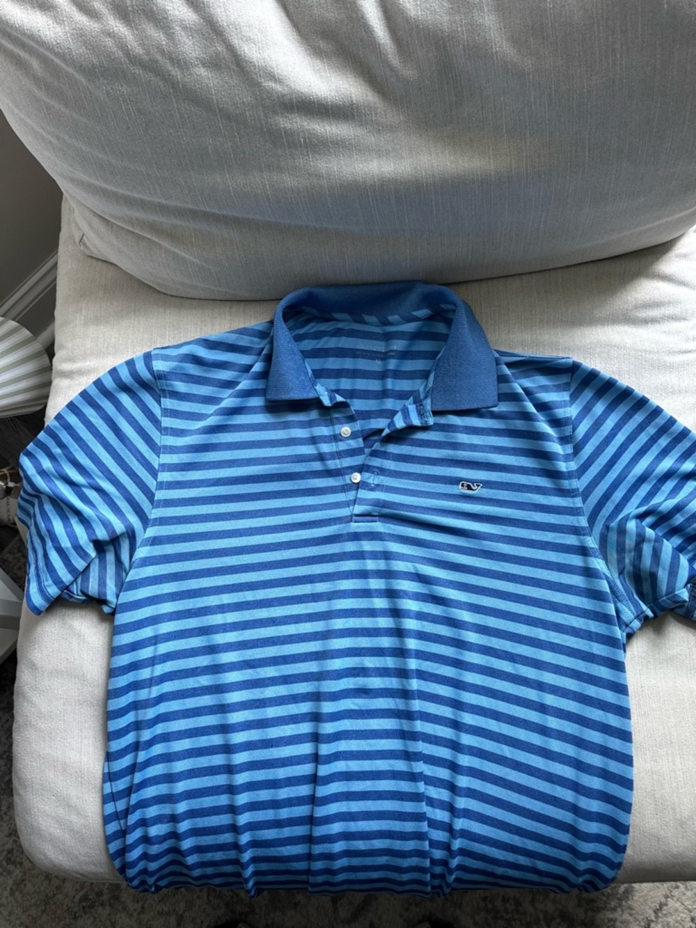 Vineyard Vines Blue Striped Polo Shirt Men’s Medium Performance